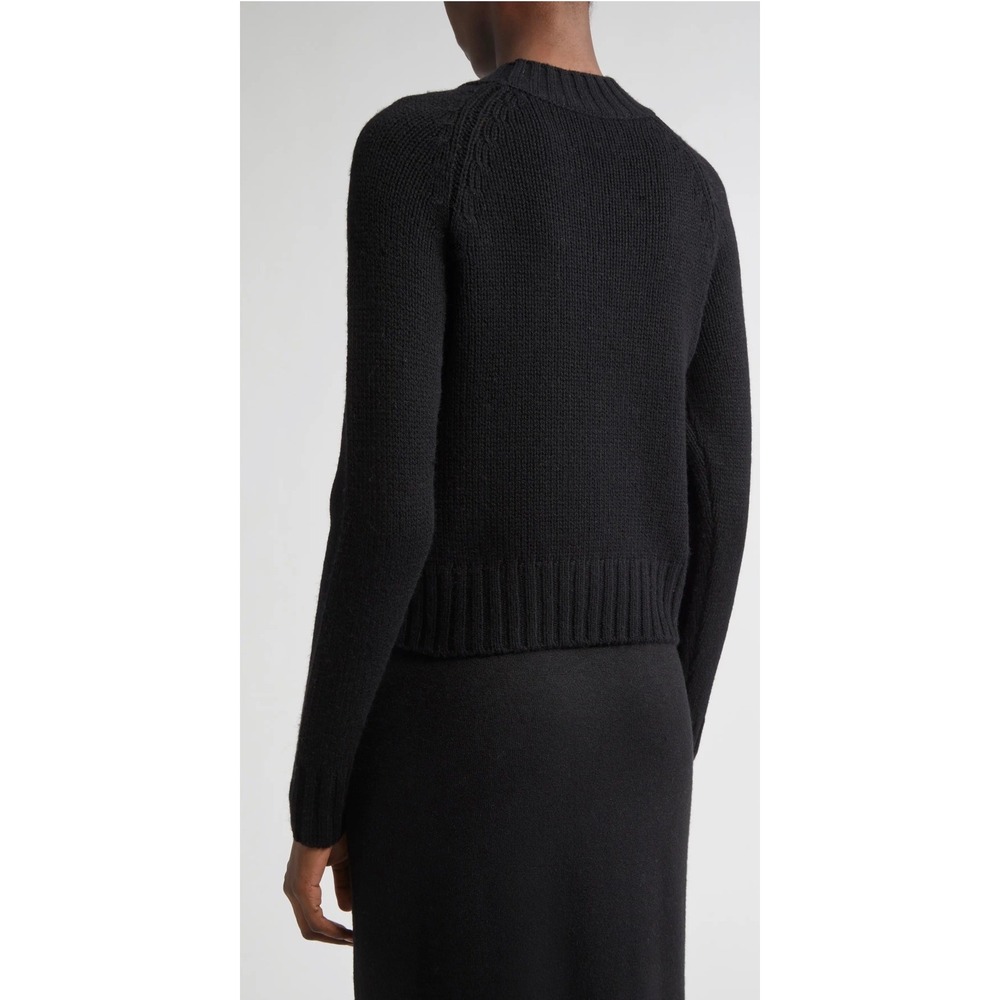 Vince Wool Cashmere Mock Neck Sweater Womens Cropped Raglan Knit Black XS - Picture 2 of 7